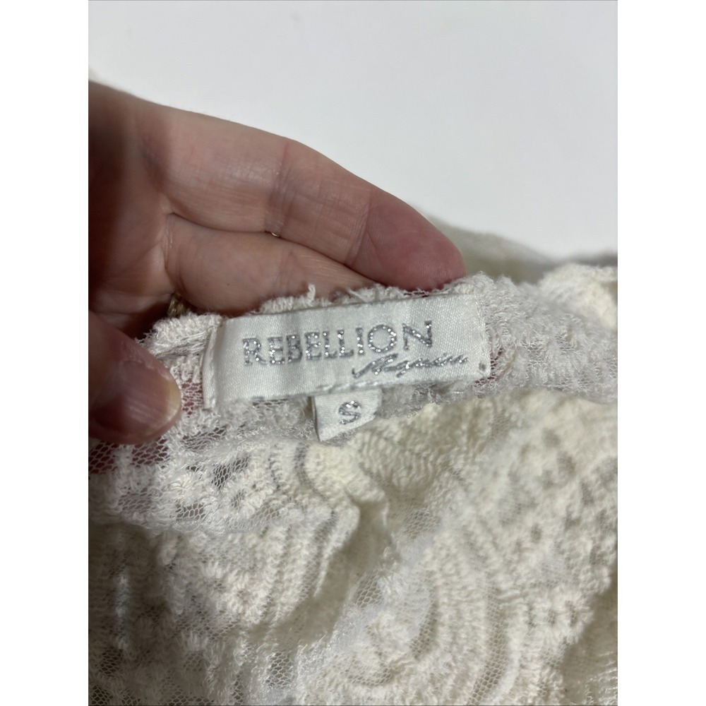 Rebellion Womens Cardigan Small Ivory Lace Duster Robe Beach Cover Y2K - Picture 5 of 9